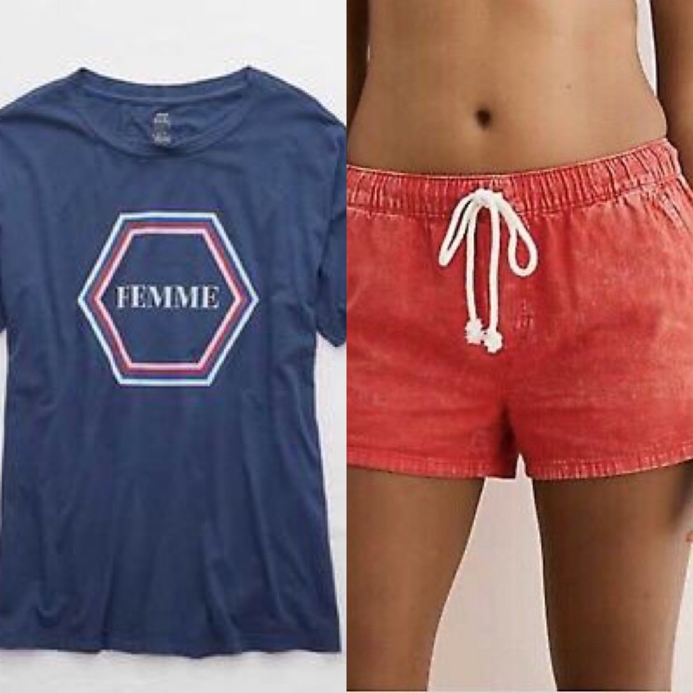 Aerie Outfit oversized tee and shorts